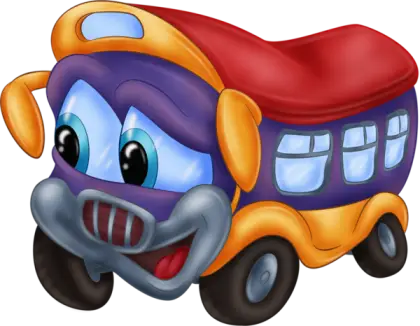 Smiling Purple Bus Cartoon