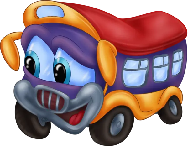 Smiling Purple Bus Cartoon