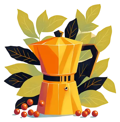 Coffee Pot with Leaves and Natural Theme