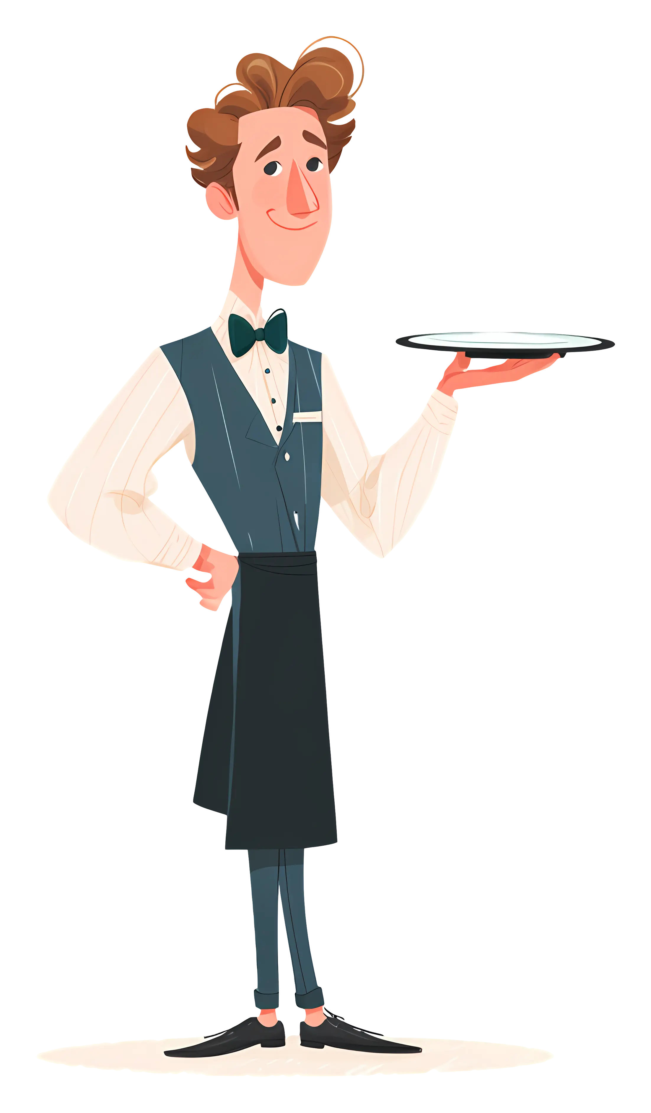 Waiter with Tray Illustration