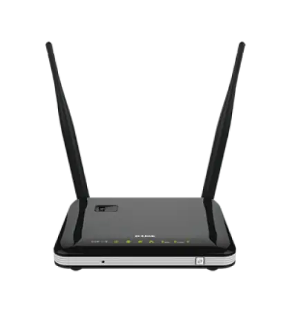 Black Wireless Router with Two Antennas