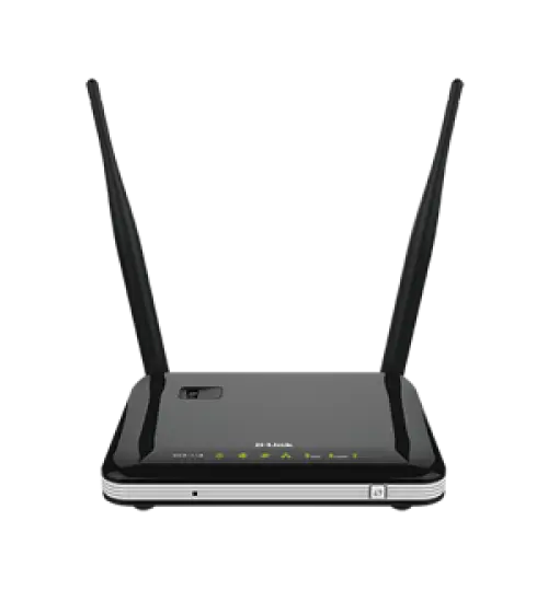 Black Wireless Router with Two Antennas