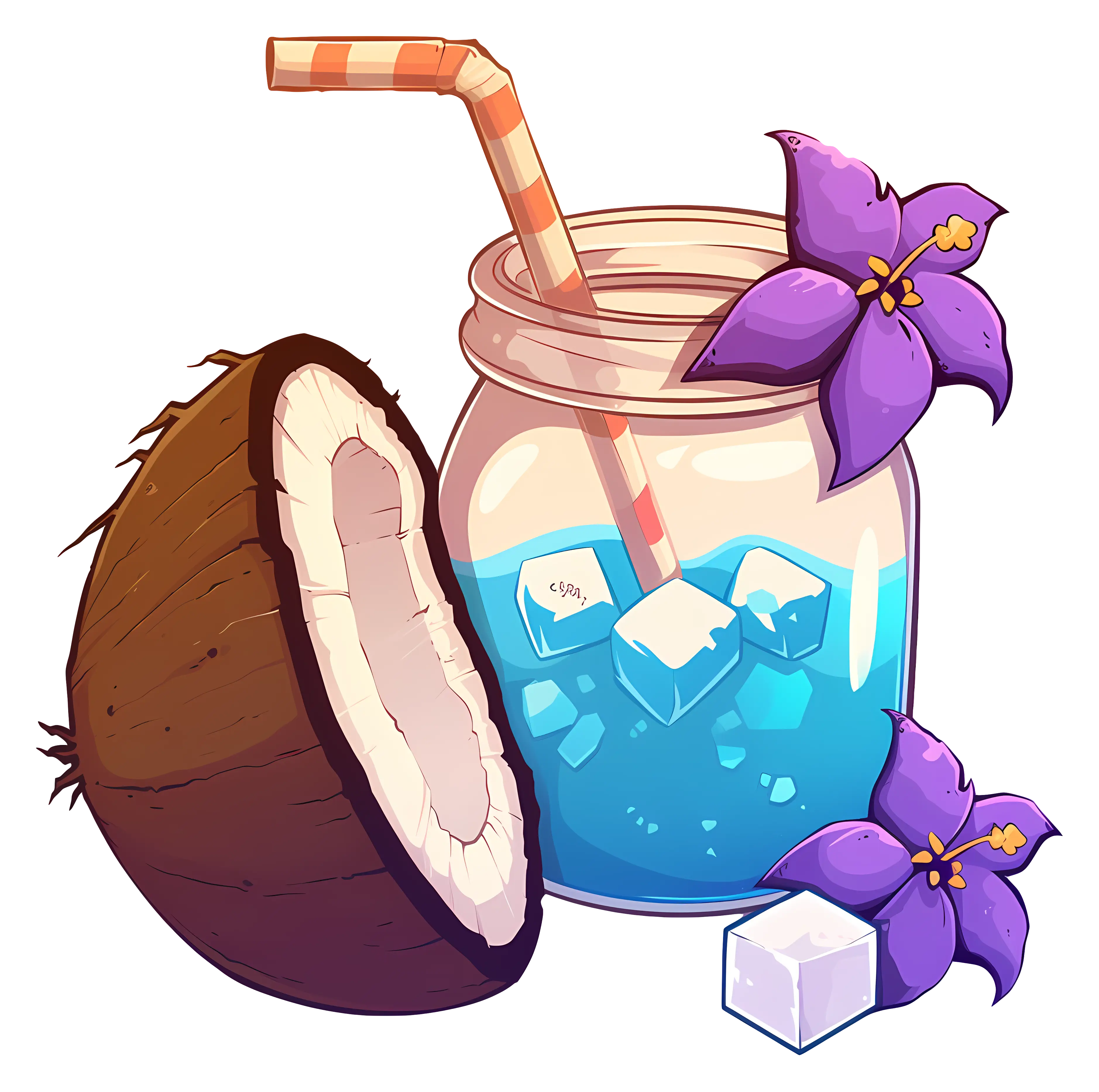 Coconut Drink with Flowers