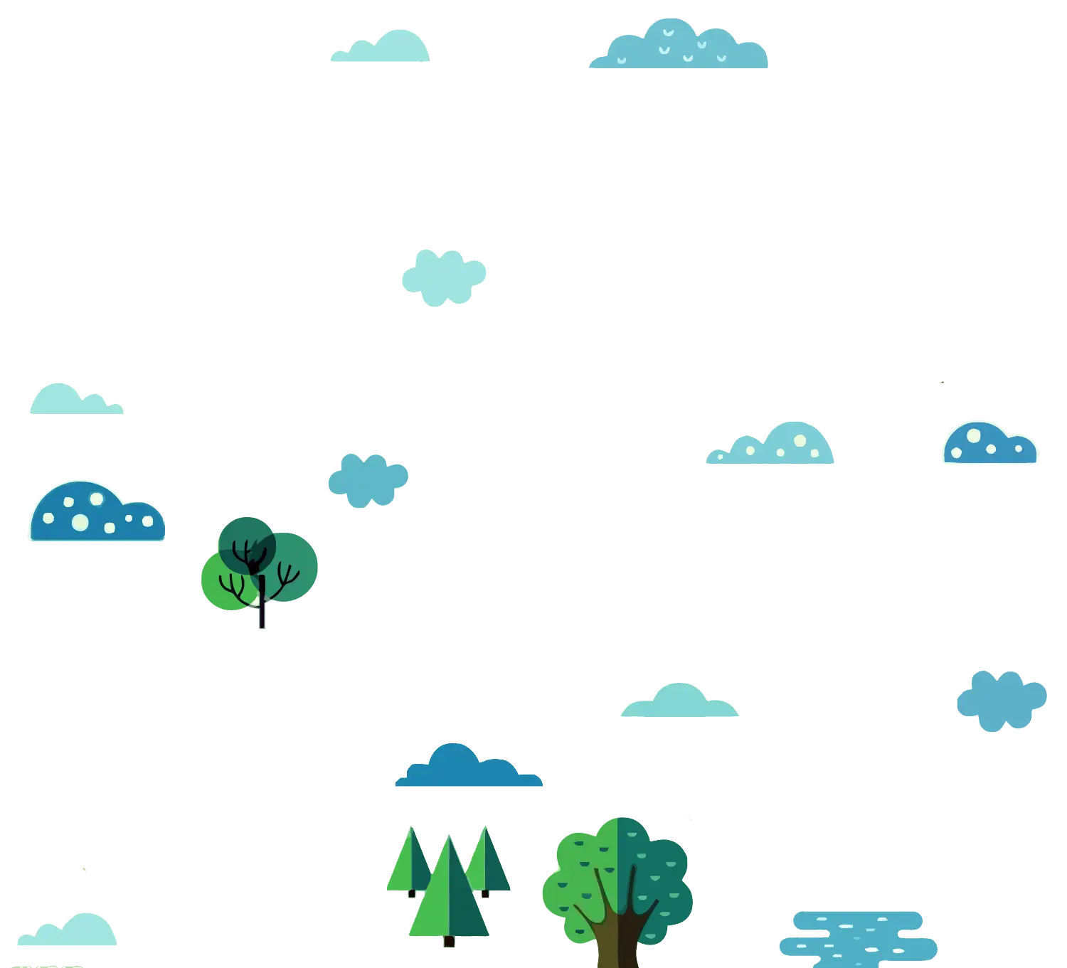Scattered Trees and Clouds