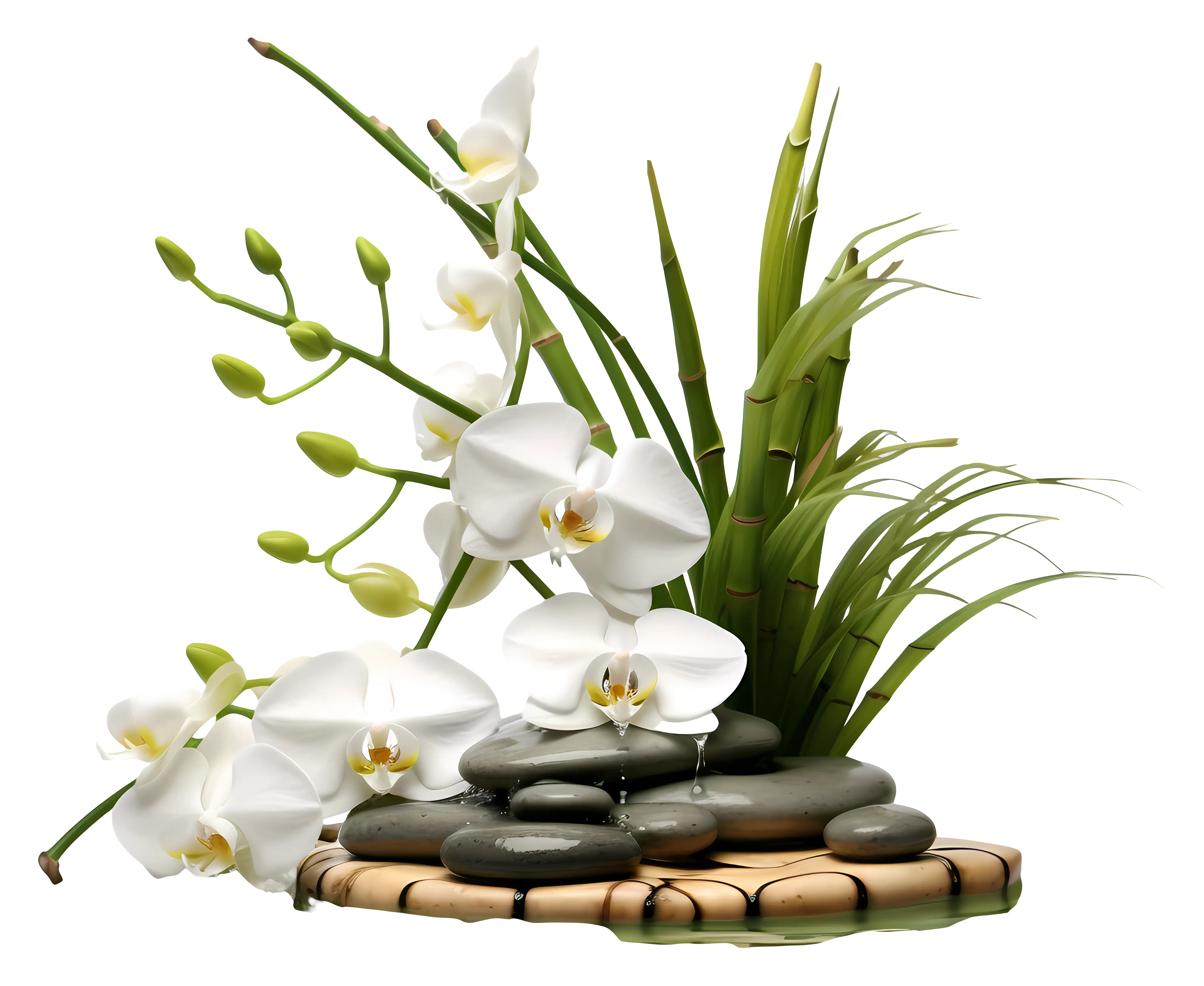 Spa Orchids with Decorative Stones