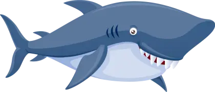 Cartoon Shark with Blue Body