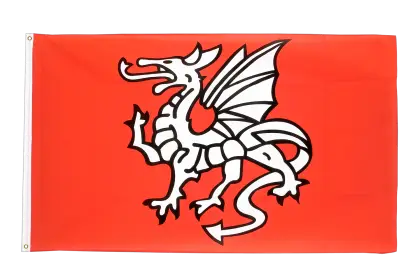Red Dragon Banner with Mythical Design