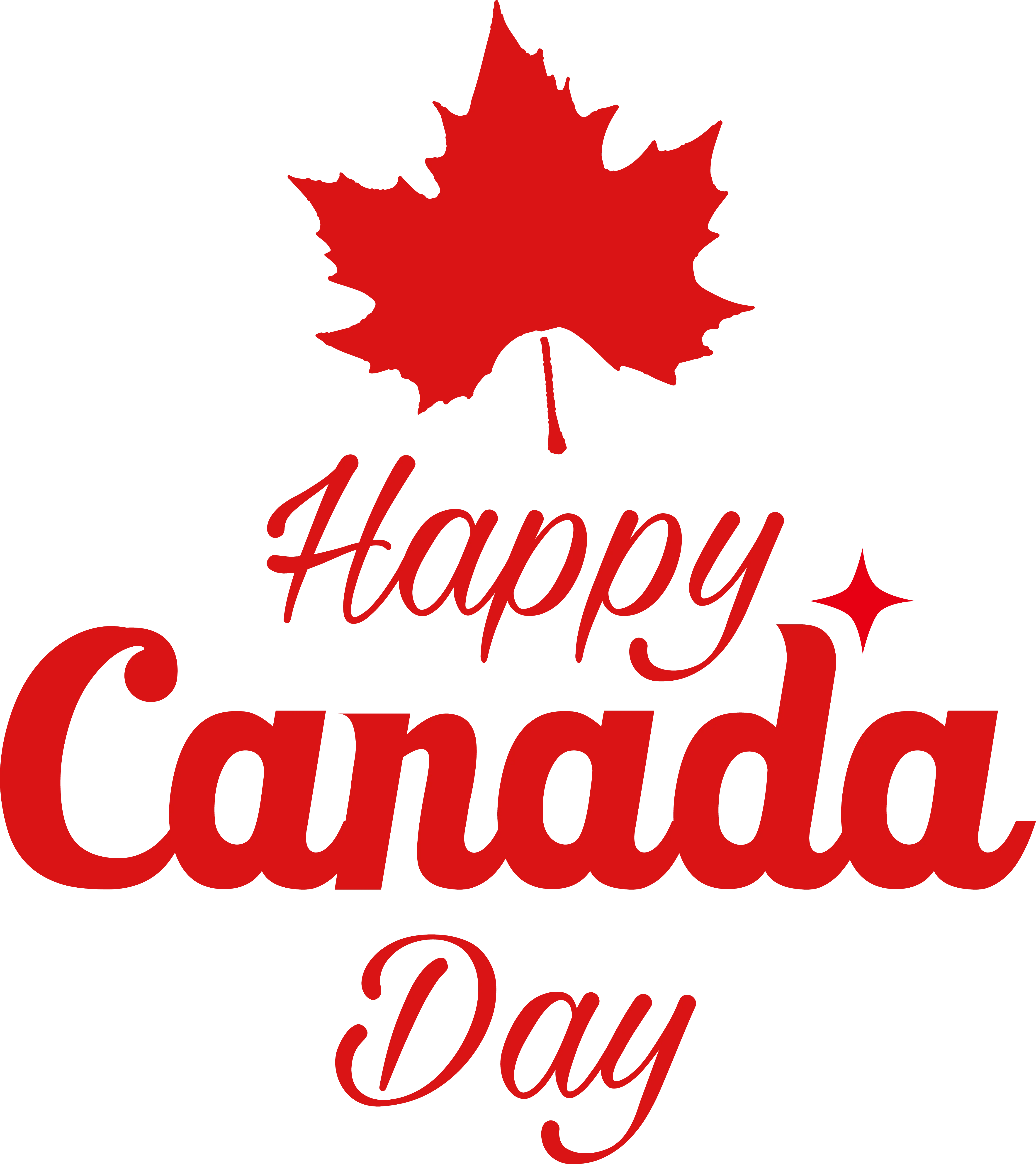 Happy Canada Day Elegant Text with Maple Leaf