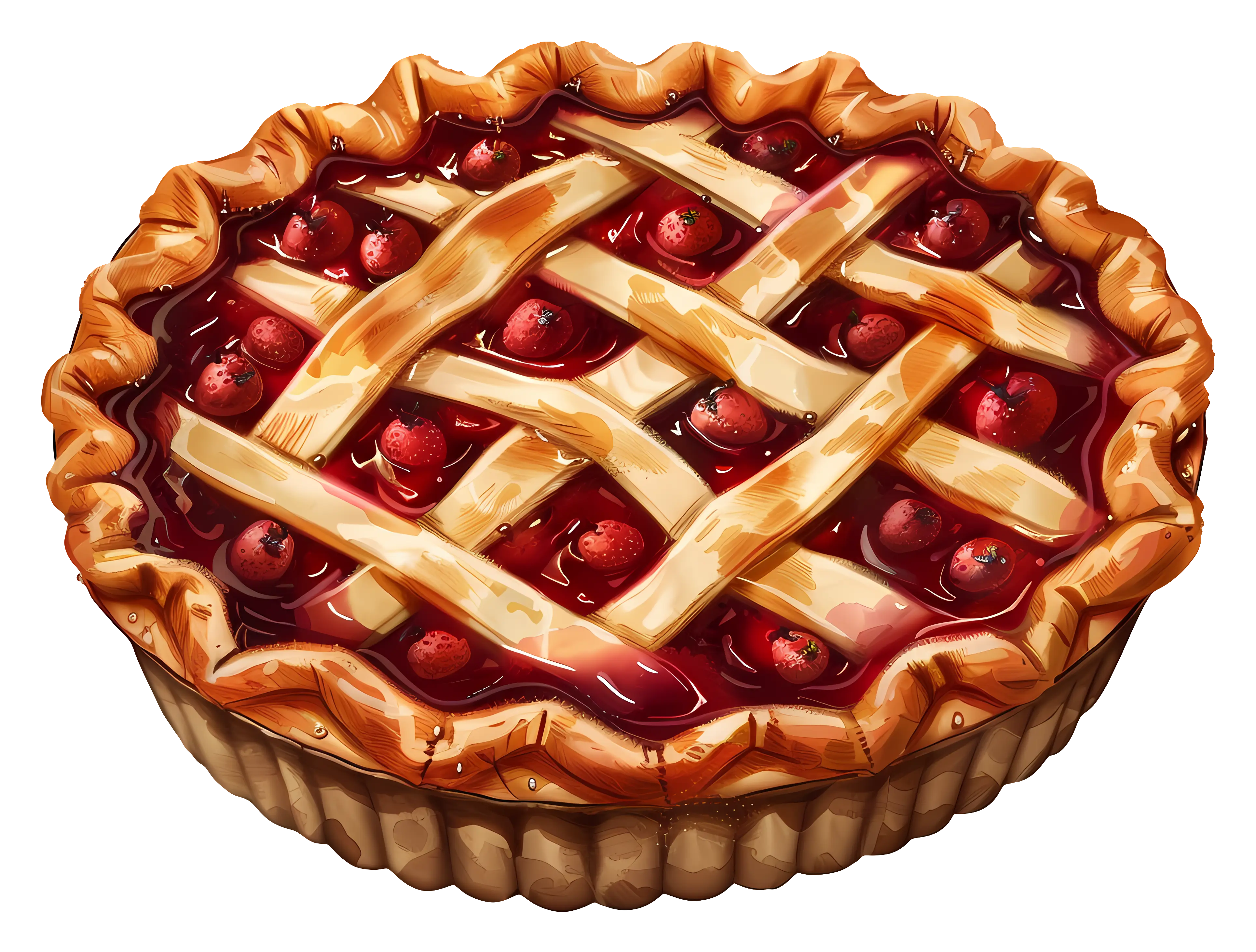 Fresh Berry Lattice Pie Illustration