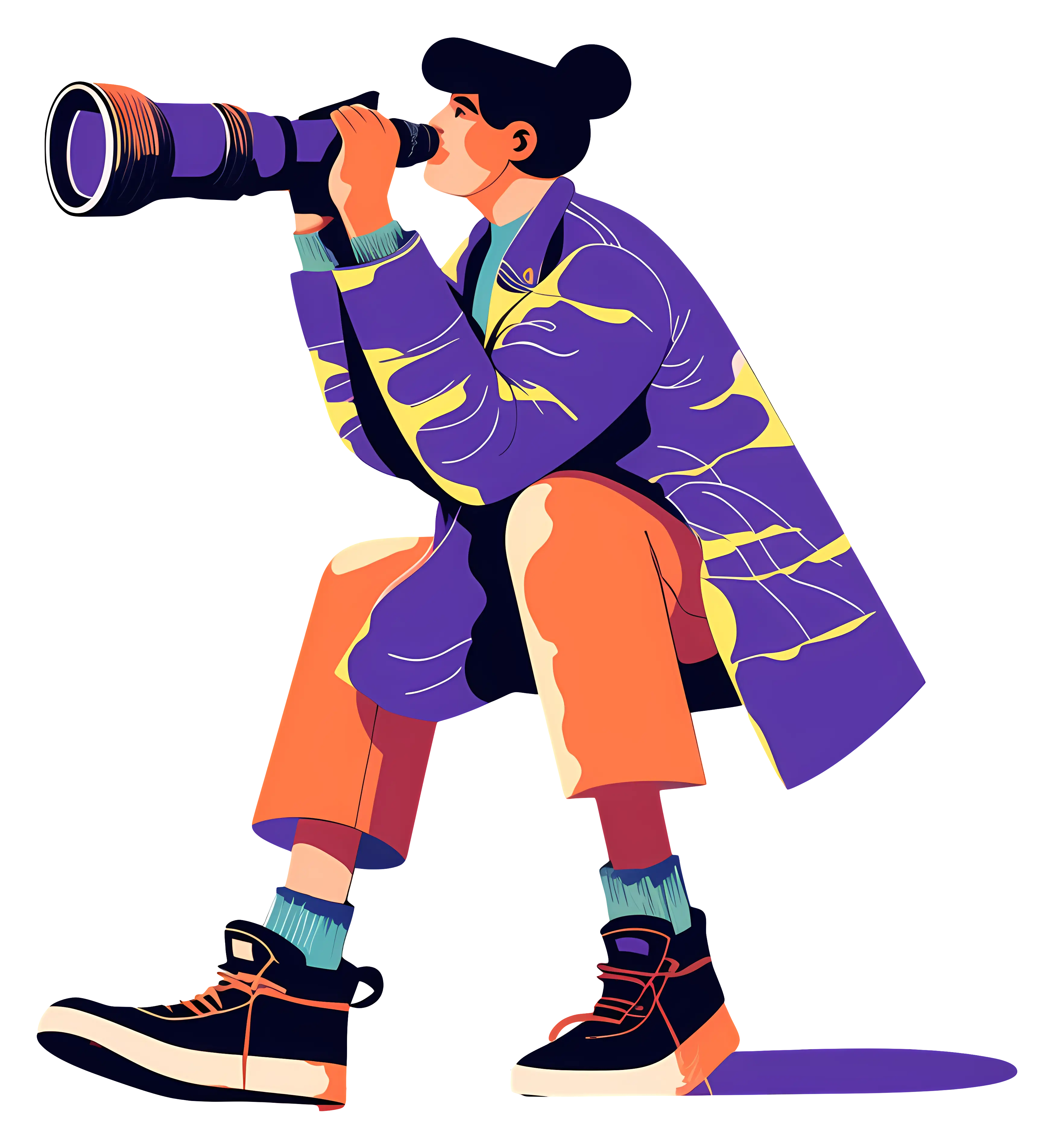 Photographer with camera in action pose