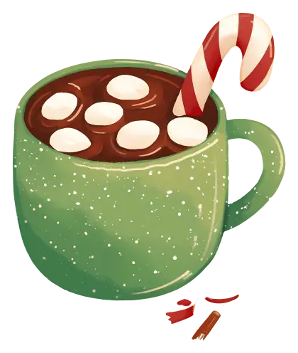 Green Mug of Hot Chocolate with Marshmallows