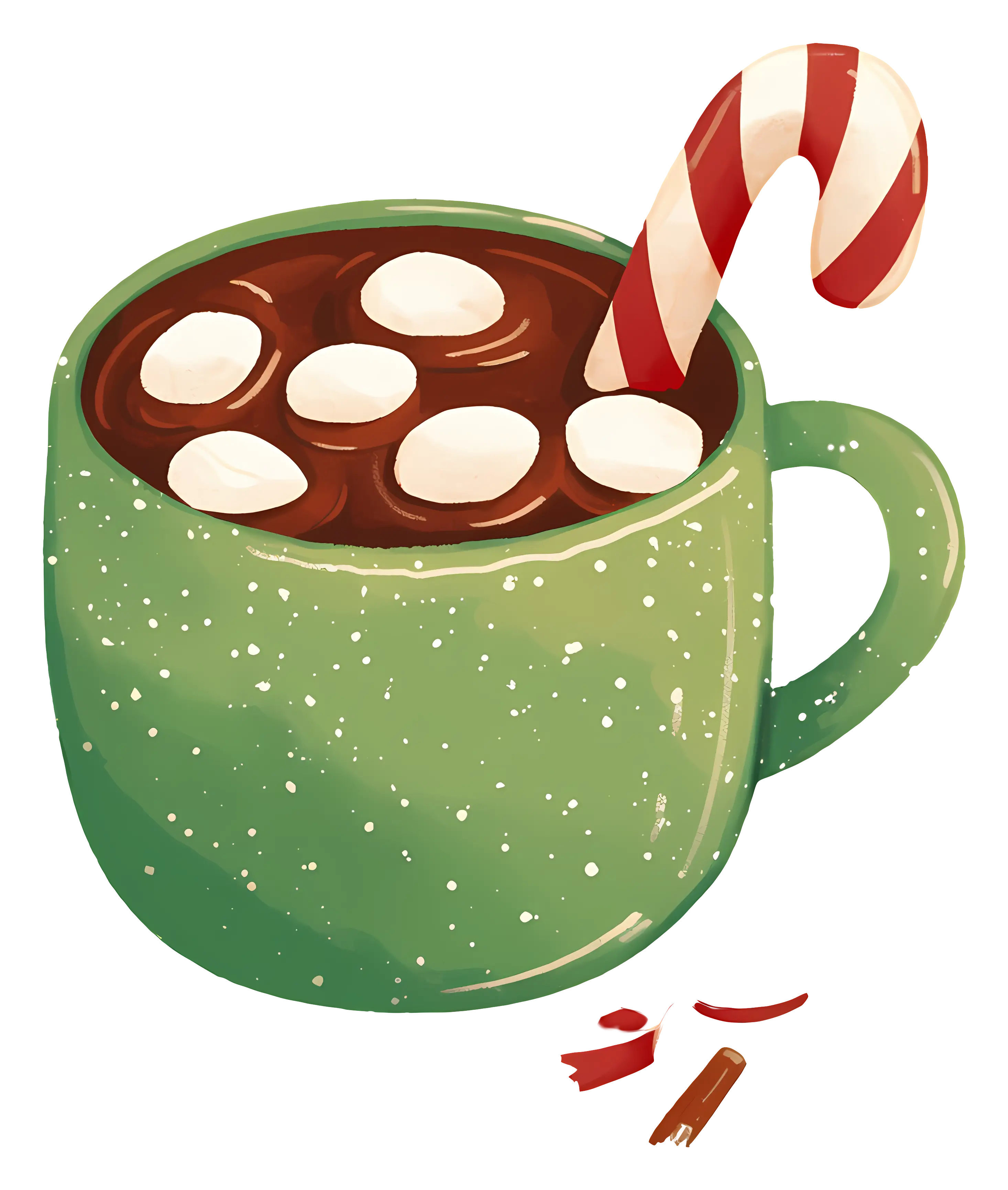 Green Mug of Hot Chocolate with Marshmallows
