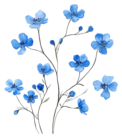 Blue Flowers with Stems