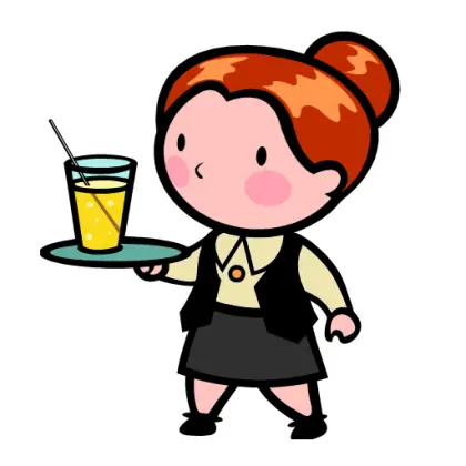 Cartoon Waitress with Drink