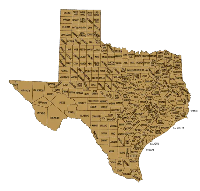 Geographical Map of Texas