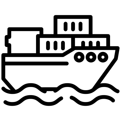 Simple Cargo Ship Icon for Maritime Concept
