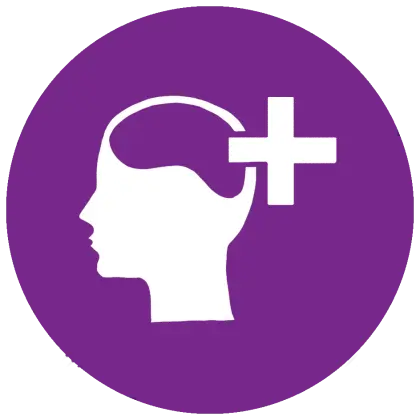 Brain with Plus Sign in Purple Circle
