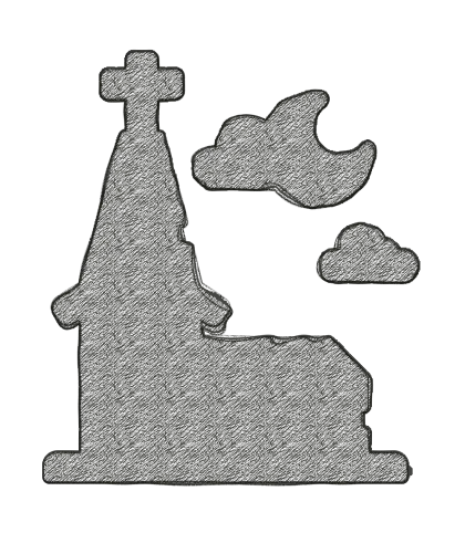 Church Icon with Clouds