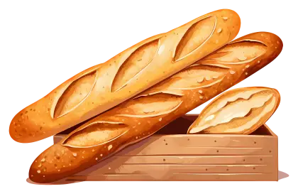Freshly Baked Crispy Baguettes in Wooden Box