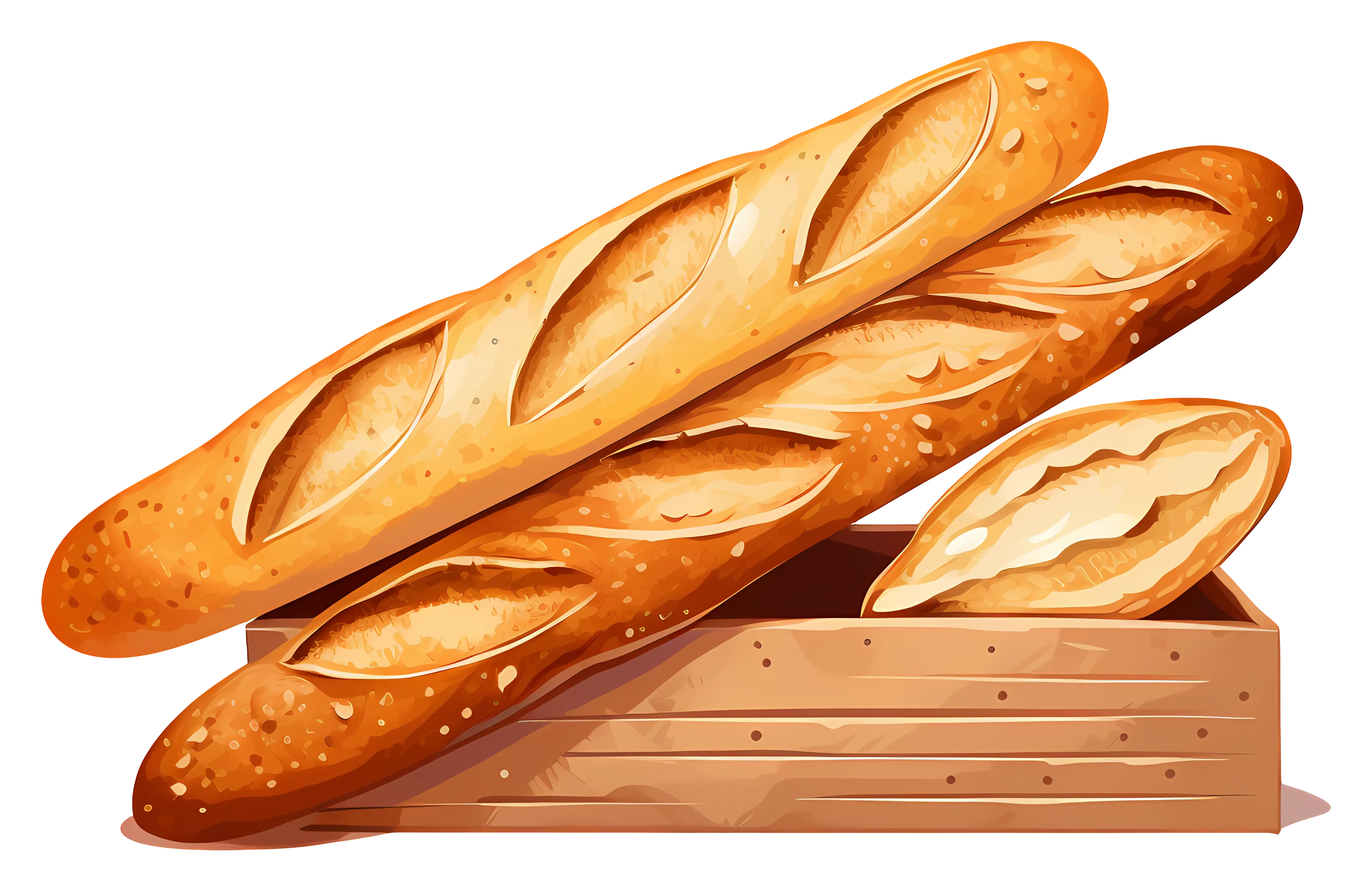 Freshly Baked Crispy Baguettes in Wooden Box