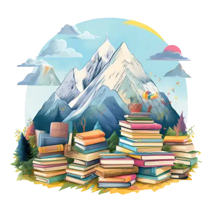 Creative Illustration of Mountain with Stacked Books