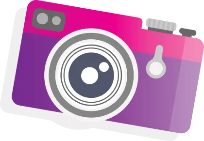 Pink Camera Illustration with Bold Lens