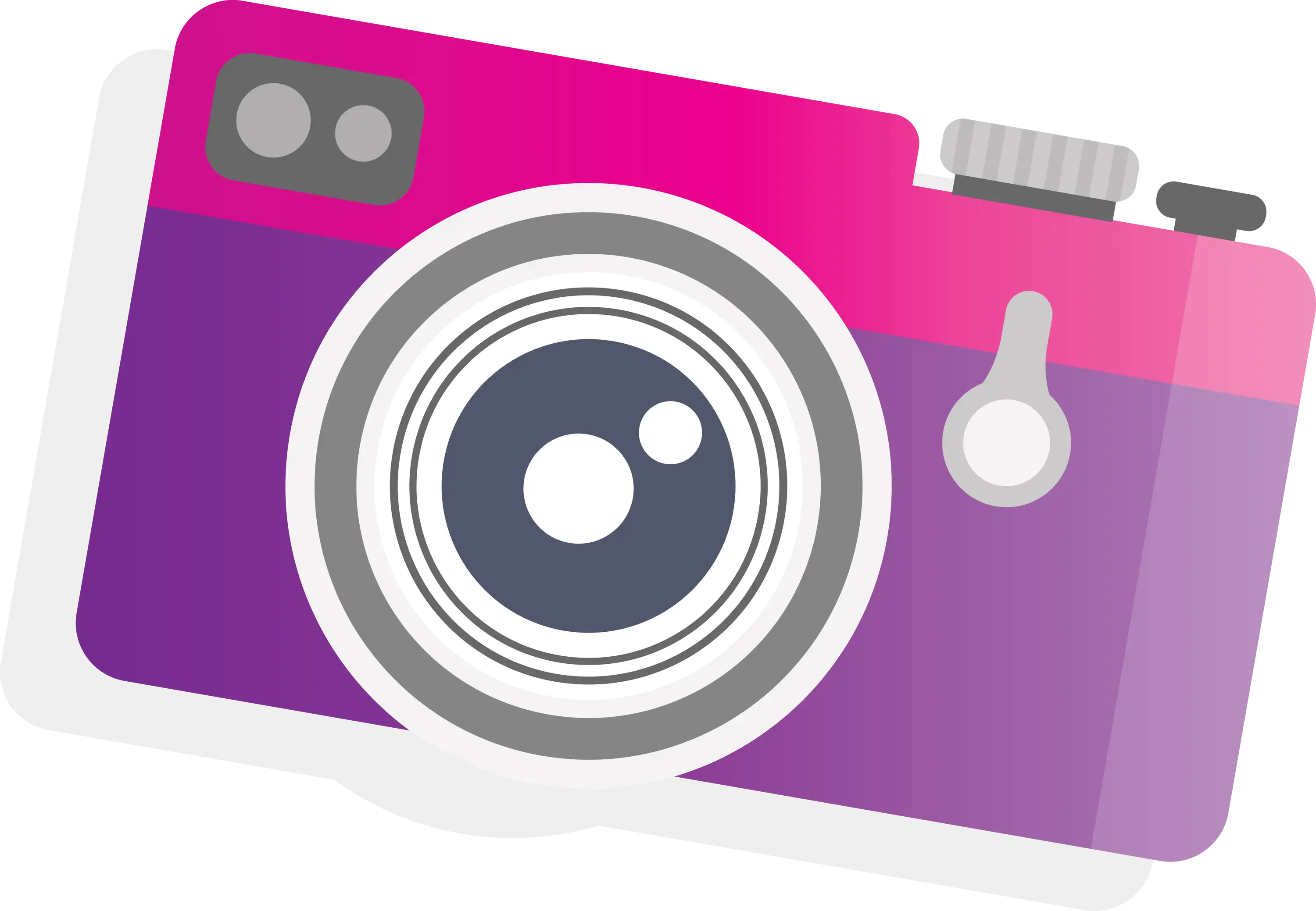Pink Camera Illustration with Bold Lens