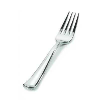 Steel Dinner Fork on White Background