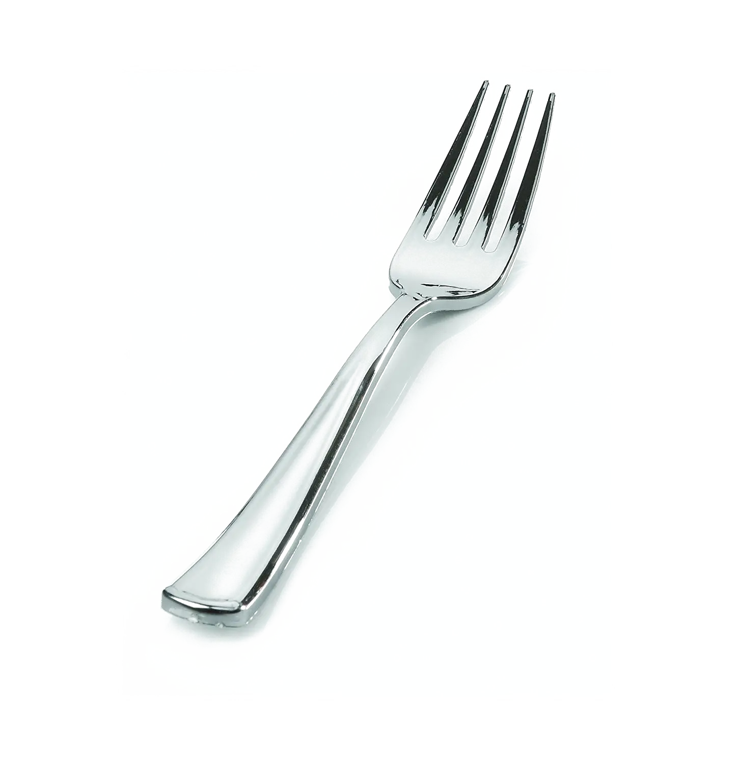 Steel Dinner Fork on White Background