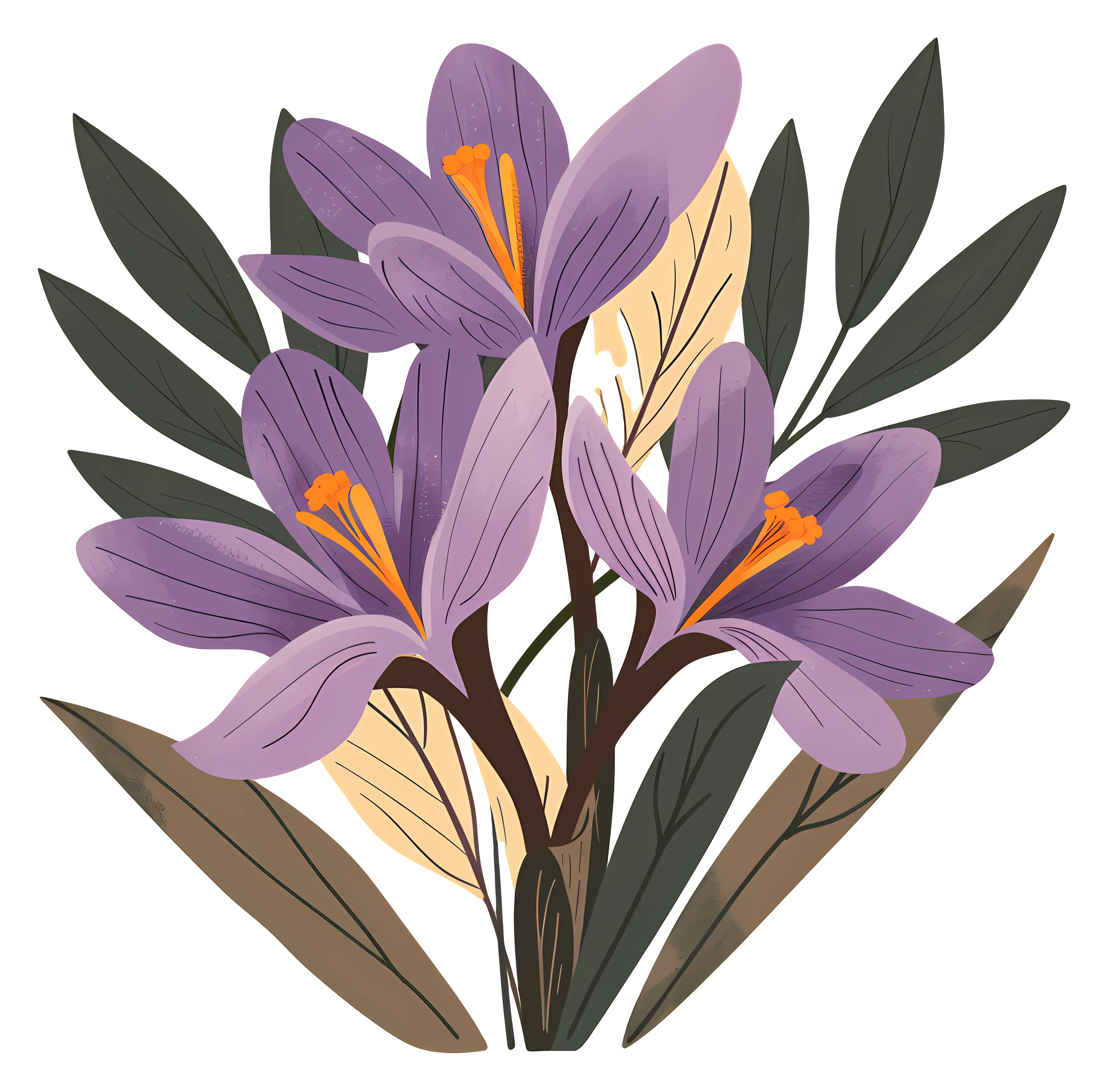 Purple crocus flowers in a natural setting