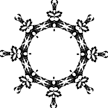 Black Ornamental Floral Circular Pattern