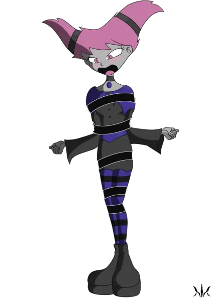 Pink-haired Gothic Cartoon Character