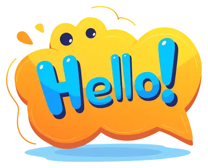 Hello Speech Bubble in Bright Colors