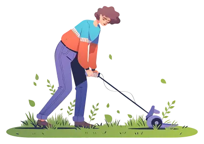 Person Mowing the Lawn