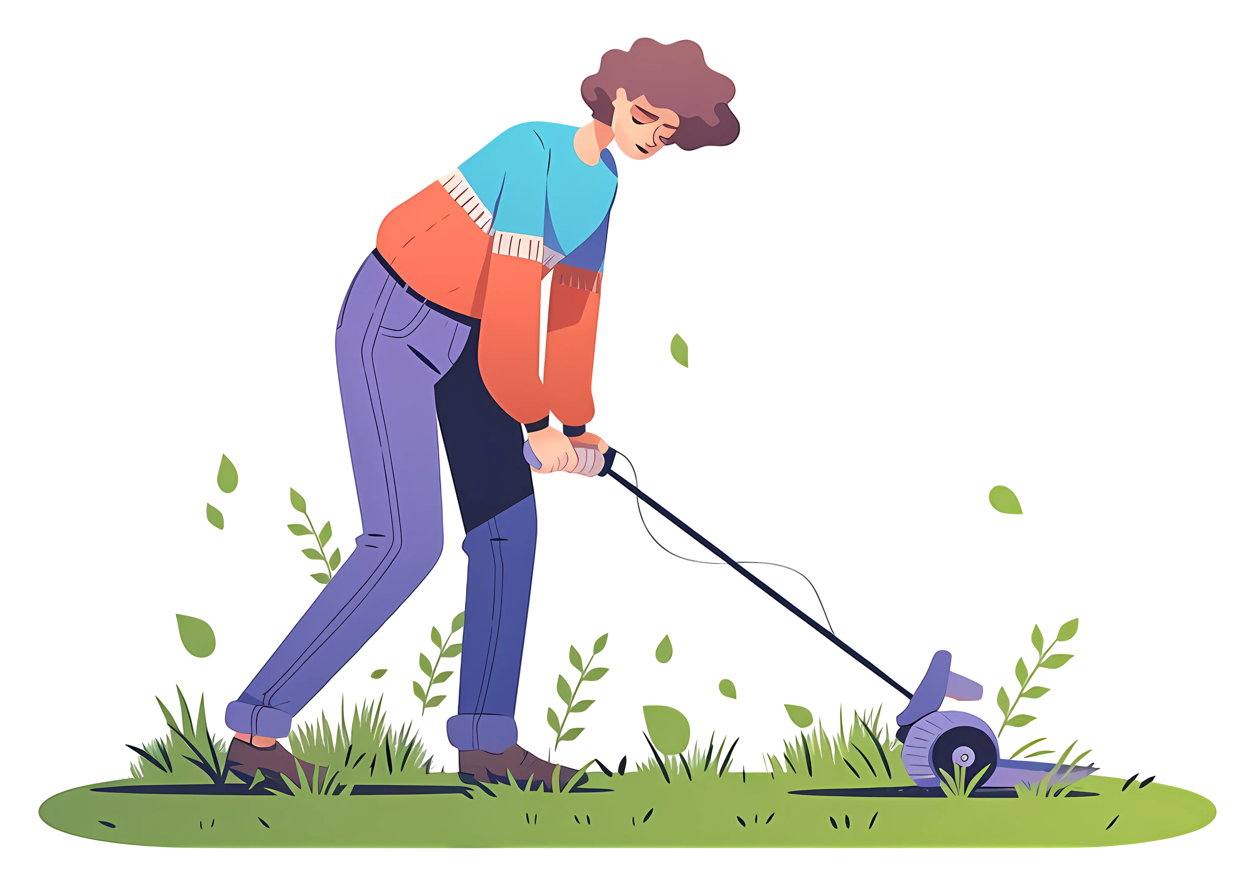 Person Mowing the Lawn