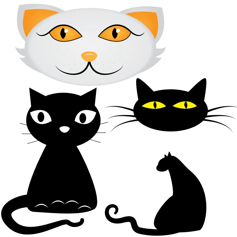 Black and White Cat Illustrations