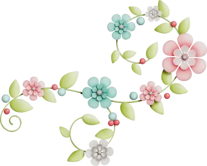 Pastel Floral Decoration with Delicate Flower Vines