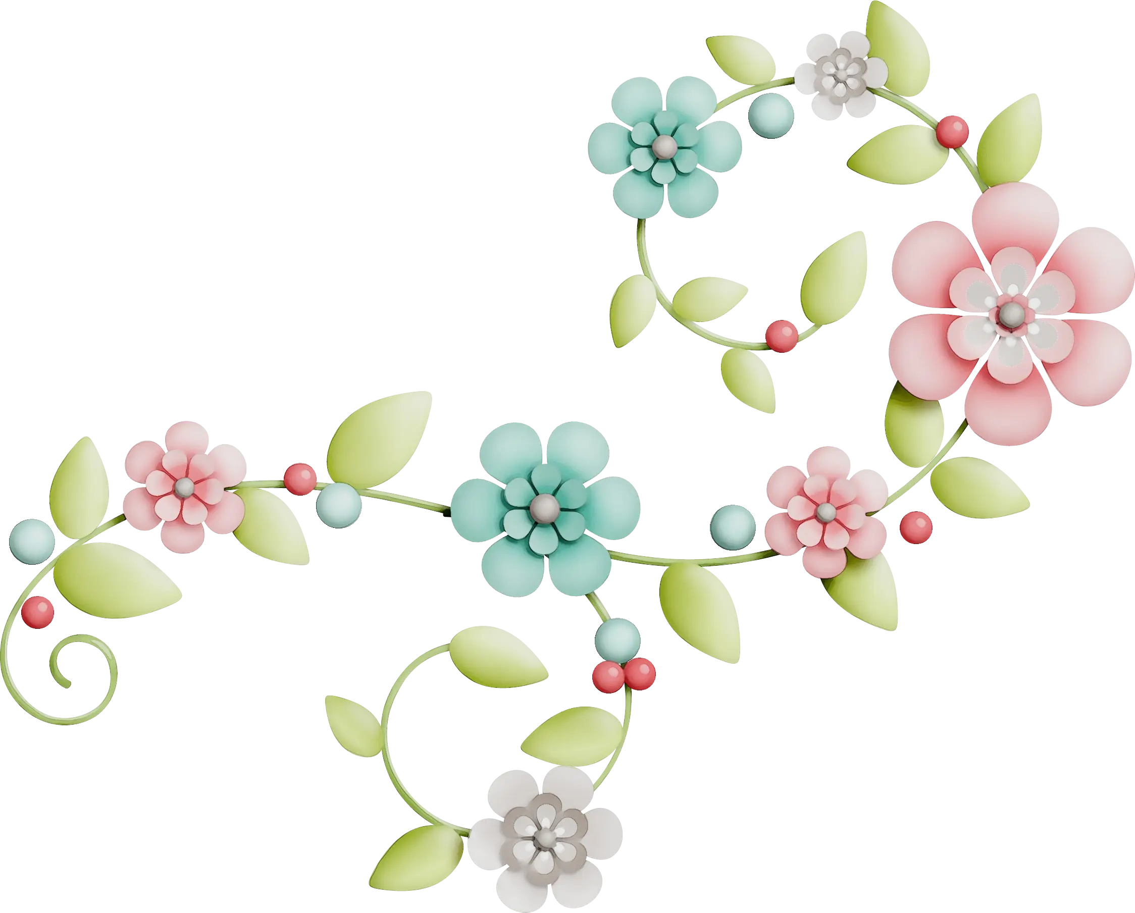 Pastel Floral Decoration with Delicate Flower Vines