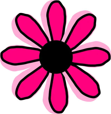 Pink Doodle Flower with Black Center