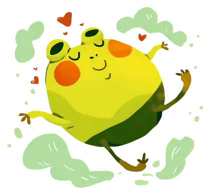 Cheerful Frog with Hearts