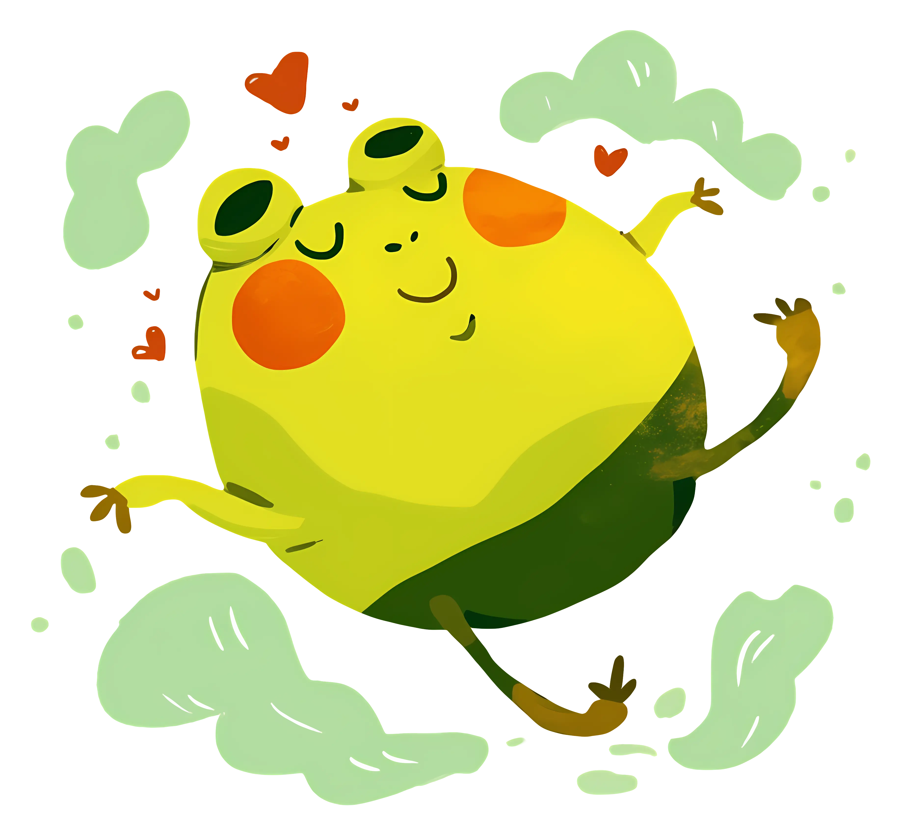 Cheerful Frog with Hearts