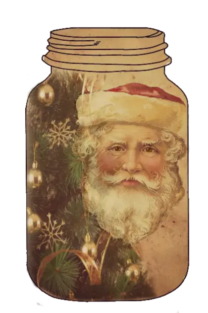 Vintage Santa in a Jar Decoration
