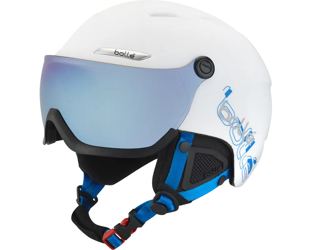 White and Blue Ski Helmet