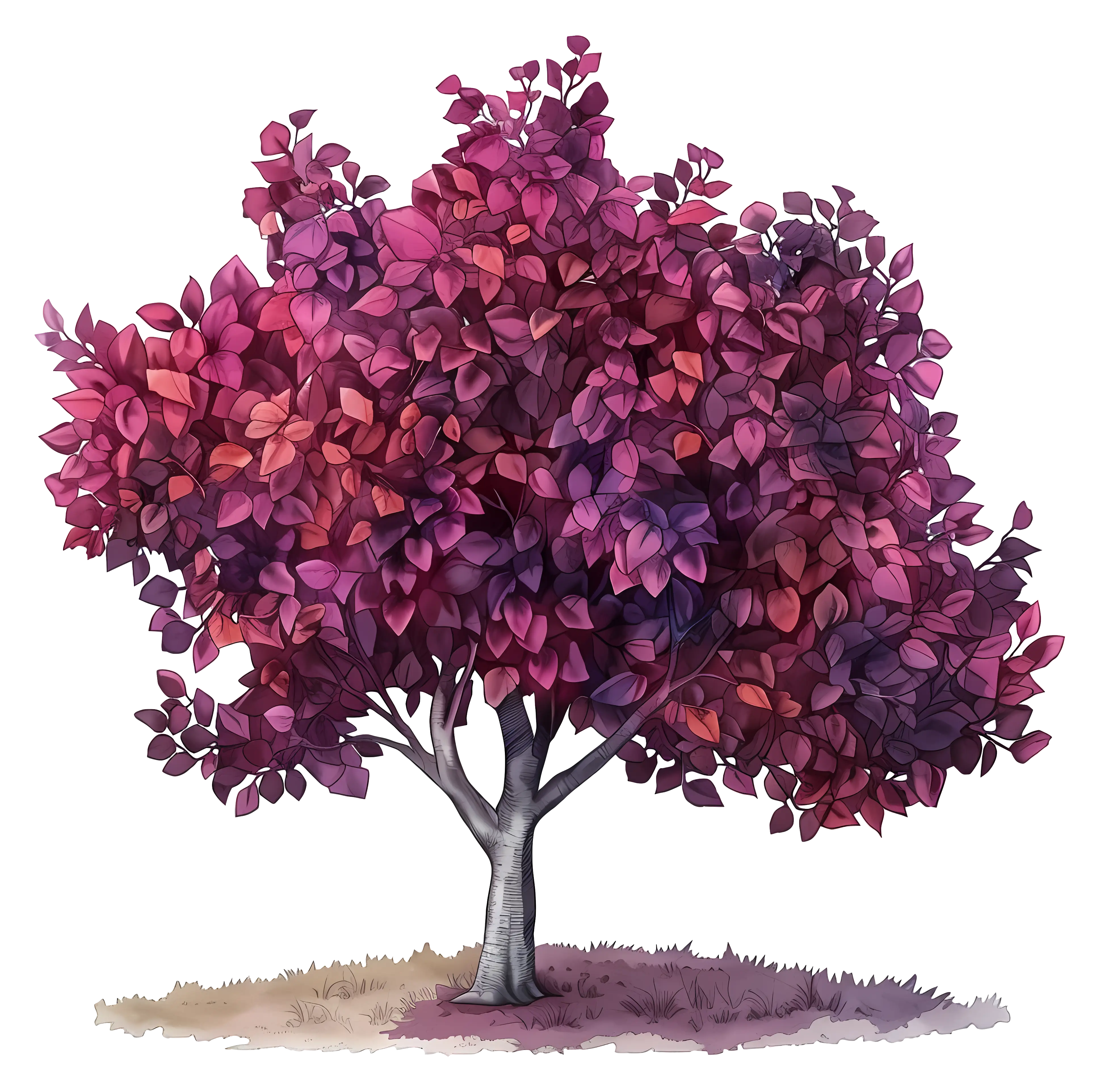 Purple-Leaf Tree Illustration for Nature Concept
