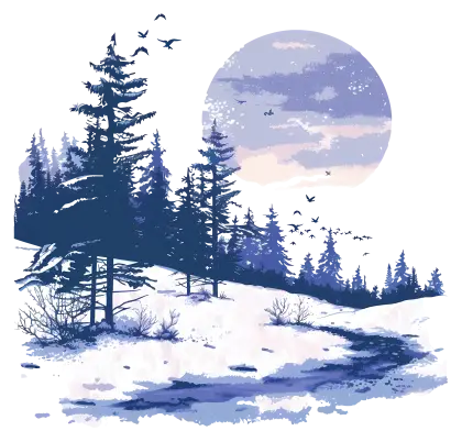 Winter Forest with Moon
