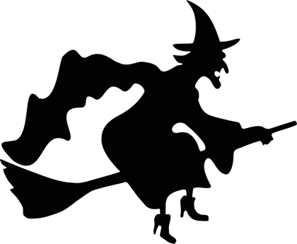 Silhouette of a Halloween Witch on a Broomstick
