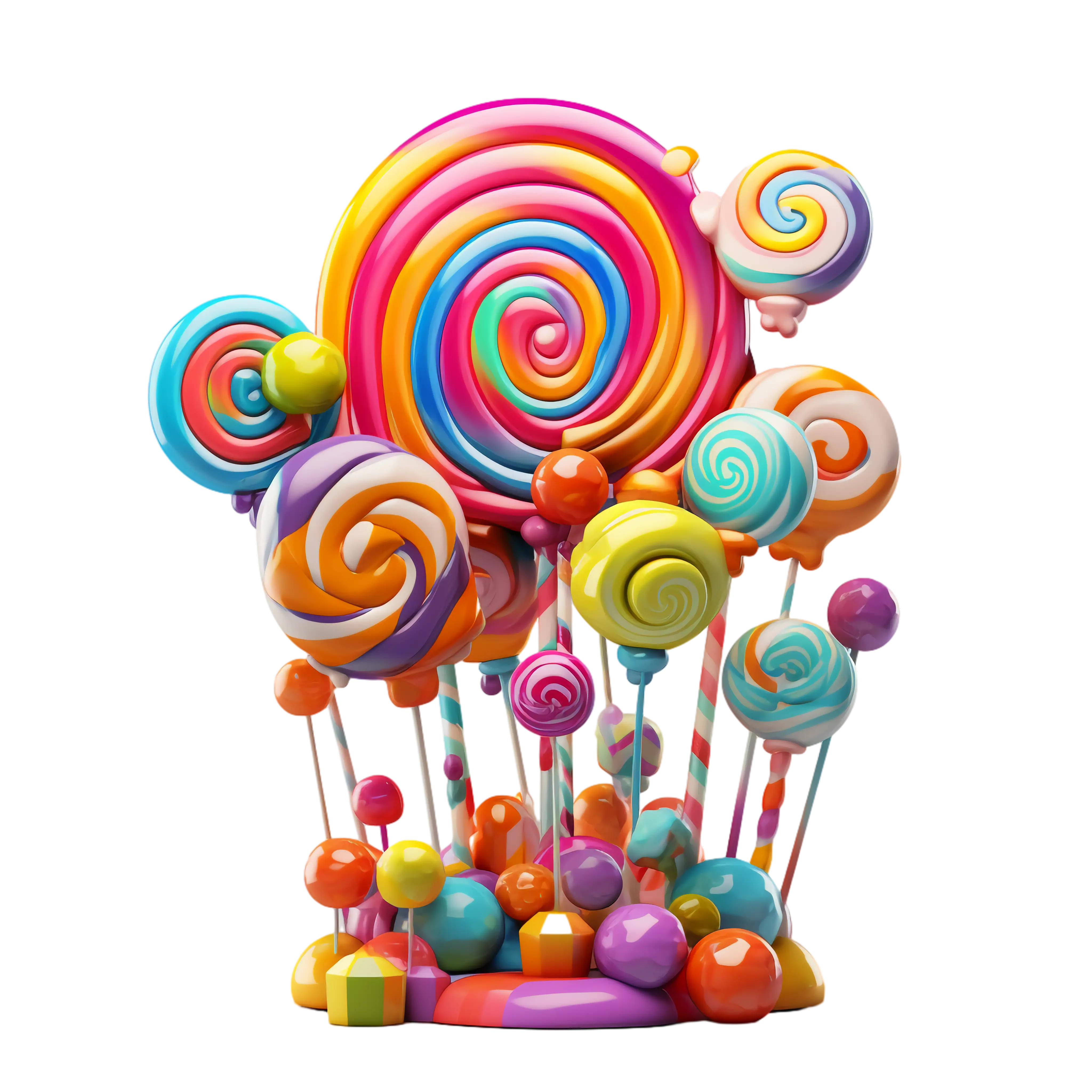 Colorful Lollipops and Candies Arrangement