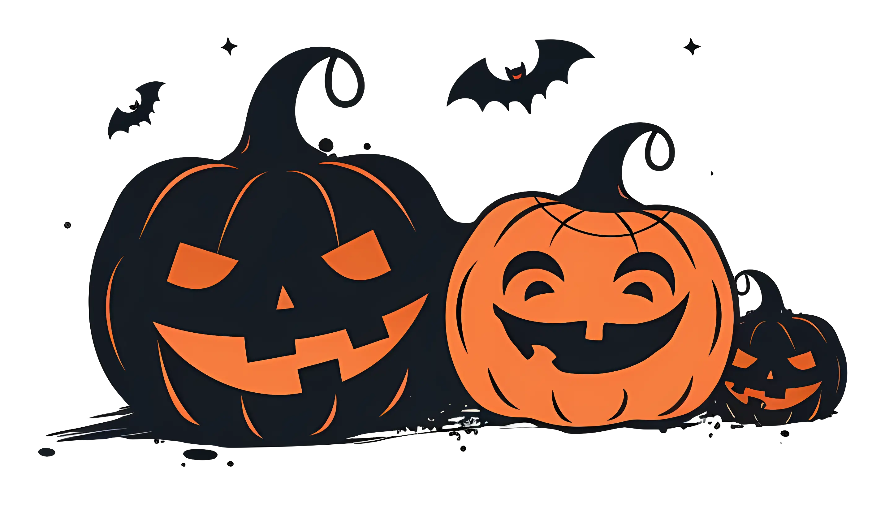 Halloween Pumpkins with Flying Bats