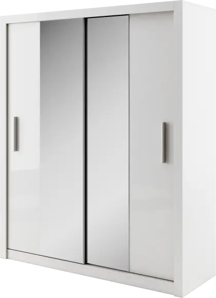 White Wardrobe with Mirror Sliding Doors