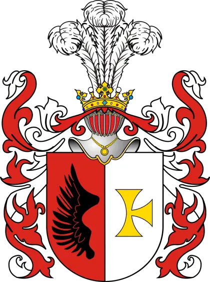 Heraldic Coat of Arms with Crown and Feathers